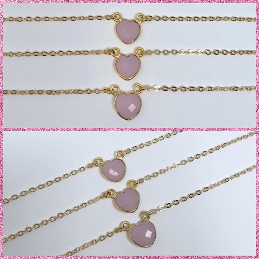 💕ROSE CHALCEDONY HEART NECKLACE💕 - Picture 2 of 2